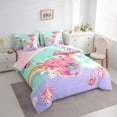 thumbnail image 3 of jejeloiu Kawaii Cartoon Axolotl 7pcs Bedding Comforter Set,Cute Rainbow Stripes Queen Bedding Sets,Girls Gifts Queen Sheet Sets For Kids,Microfiber Bedroom Decor Reversible, 3 of 8