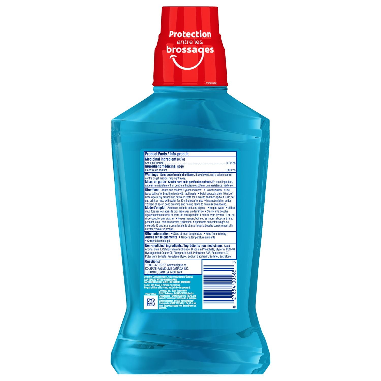 Rince-bouche au fluorure anticarie pour enfants Colgate ® Pokémon, sans alcool, 500 mL Rince-bouche Colgate ® Pokémon
