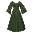 thumbnail image 2 of TAIAOJING Style Off Shoulder Ruffle Long Sleeve Dress For Women Retro Vintage Court Doll Collar, 2 of 4