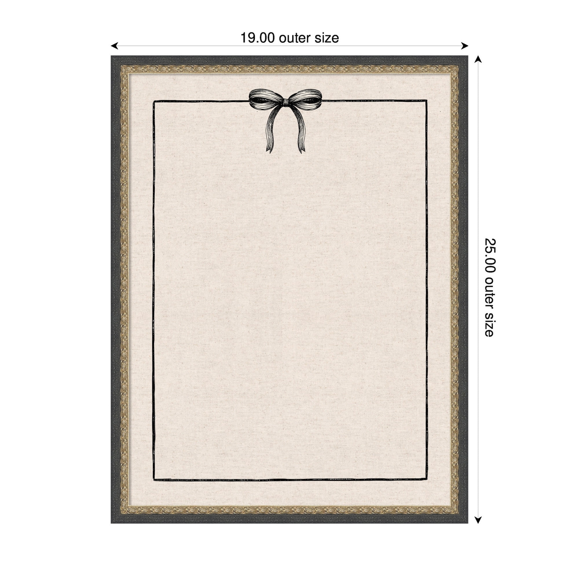 Kate and Laurel Framed Fabric Pinboard 19 x 25,  Printed Linen Decorative Bulletin Board for Use as a Vision Board or Wall Organization, Matinee Black Bronze Frame