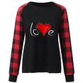 thumbnail image 4 of Valentine's Day Cute Sweatshirts for Women Plaid Patchwork Letter Graphic Print Long Sleeve Crew Neck Loose Tops(Red,XL), 4 of 4