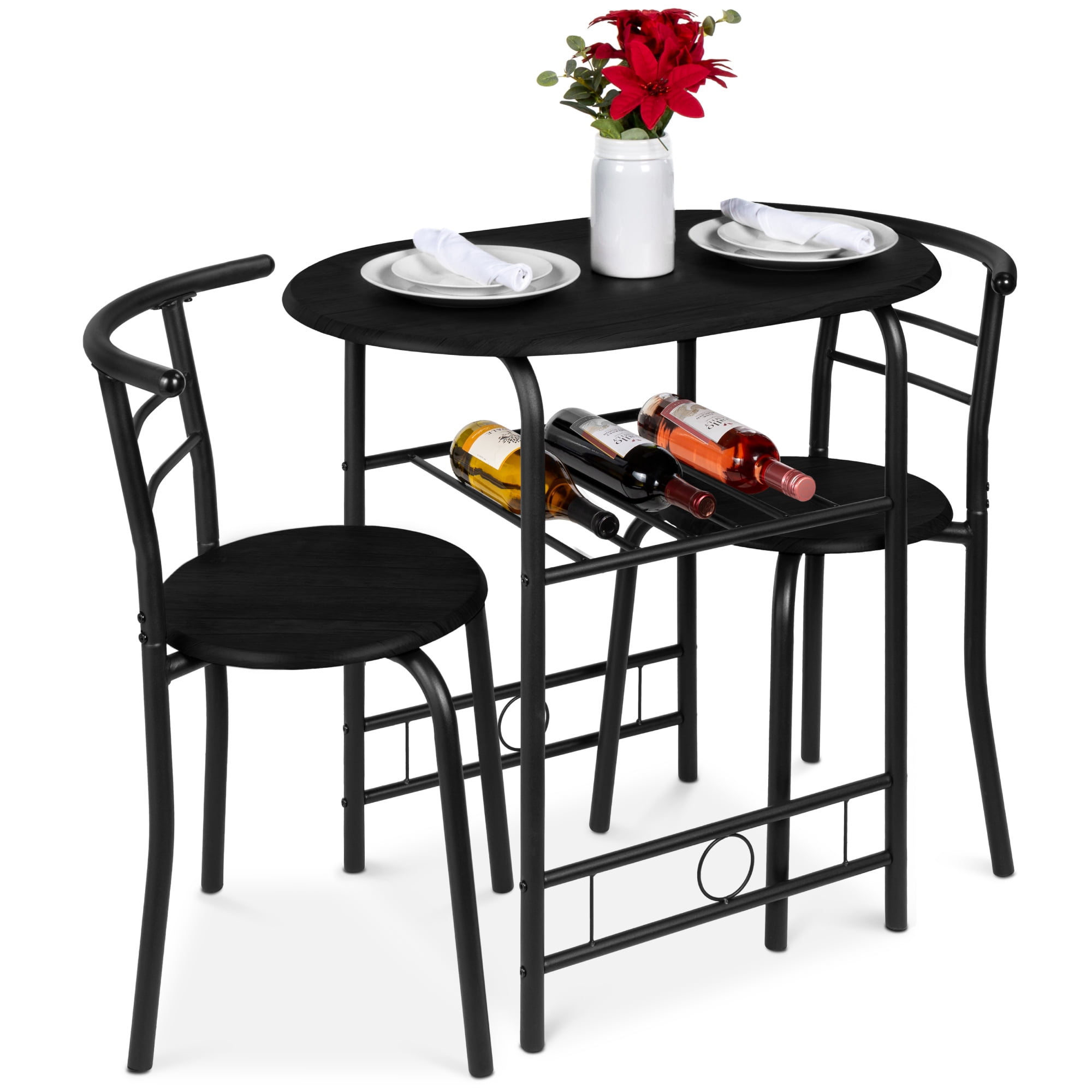 Best Choice Products 3-Piece Wood Dining Room Round Table & Chairs Set