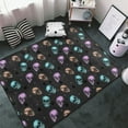 Area Rugs, Purple Cyan Brown Skull Washable Large Rugs for Living Room