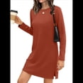 thumbnail image 2 of Vestidos Casuales de Larga para Mujer, Estilo Camiseta , Conjuntos de Otoño Rojo Ladrillo M, 2 of 8