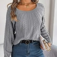 thumbnail image 2 of Lovskoo Sweaters for Women Long Sleeve Winter Round Neck Knitted Loose Pullover Sweater Top Gray, 2 of 8