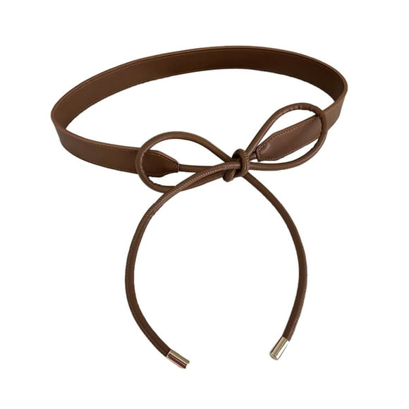 Ceinture de Manteau Couleur Unie en Similicuir à Lacets Étroite Antidérapante Ajustable Légère Chandail Robe Manteau Décoration de Taille Ceinture Sangle de Taille pour Femmes