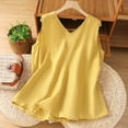 thumbnail image 5 of FRSASU Women's Summer Boho Linen Tank Tops Adjustable Tie Trendy V-Neck Loose Sleeveless Beach Vacation Shirts Yellow, 5 of 8