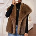 thumbnail image 2 of LWFFDAW Women's Faux Fur Vest Wide Collar Sleeveless Plush Jacket Fall Winter Warm Loose Outerwear with Pockets, 2 of 9