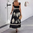 thumbnail image 4 of ZEHJUHAN Women's Square Neck Wide Strap Maxi Dress - Flowy Bohemian Beach Dress with Bust Wrap Design Black，S, 4 of 7