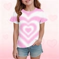 thumbnail image 2 of Cute Shirts Girls Clothes Fashion Heart Printed Short Sleeve Crewneck Shirt Lightweight Casual T Shirt Size 3-14, 2 of 6