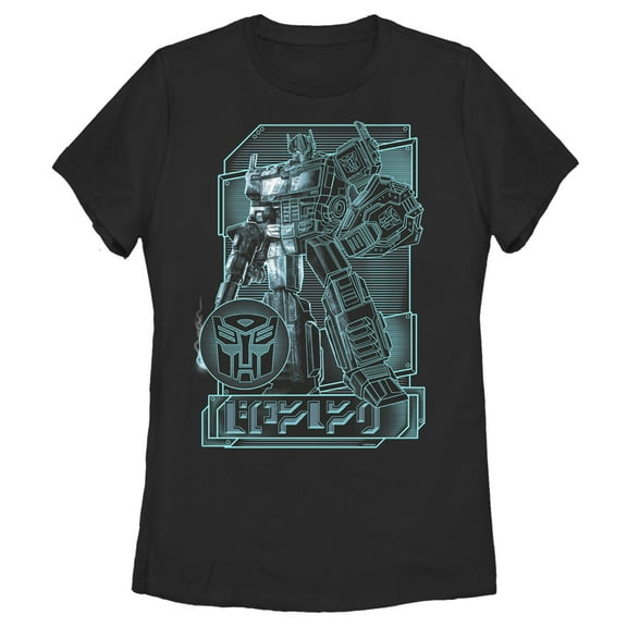Women's Transformers Optimus Prime Digital Outline  Graphic Tee Black 2X Large