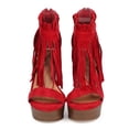 thumbnail image 4 of New Women Breckelles Bernice-03 Suede Peep Toe Fringe Cuff Chunky Heel Sandal Sz, 4 of 5