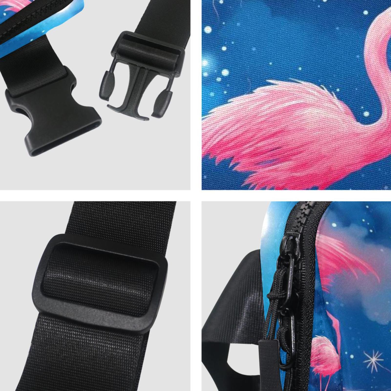 Starry Flamingos Lightweight Adjustable Belt Bag with Extension Strap - Unisex Running Waist Bag