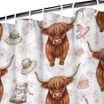 thumbnail image 3 of White Highland Cow Hat Dress Pattern Shower Curtain 84"x72" ,Bathroom Decorative Shower Curtains Set with 12 Hooks,Modern Waterproof Washable Shower Curtain, 3 of 6