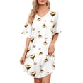 thumbnail image 3 of MINTREUS Women's Nightgown Short Sleeve Nightshirt V Neck Sleep Shirt Loose Loungewear Casual Sleepwear S-3X, 3 of 7