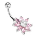 thumbnail image 5 of hengtong 5X Stainless Steel Chrysanthemum Belly Button Navel +Pink, 5 of 9