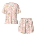thumbnail image 5 of "Wukai Easter Bunny Women's Pajama Set - Short-Sleeve Top and Shorts with Elastic Waistband and Pockets for Loungewear, Yoga, and Casual Wear-Medium, 5 of 8