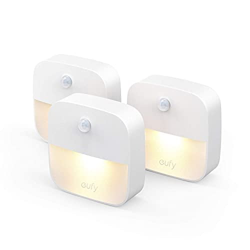 Compact Bedroom 3-pack 2nd Generation Warm White LED Bathroom Kitchen Energy Efficient Stairs eufy Lumi Stick-On Night Light Hallway Motion Sensor 