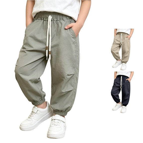 FYDUU Lightweight Boys Pants Elastic Waist Athletic Pants for Kids Breathable Outdoor Sports Trousers Comfortable Loose Fit Bottoms Fashion Slacks 13-14 Years