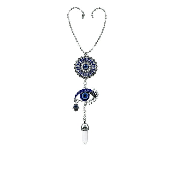 LUCKBOOSTIUM Beautiful Silver Evil Eye, Hamsa Hand Hanging Charm