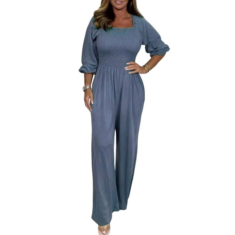 Casual Simplicity Solid Hollowed Out Draw String Pocket O Neck Loose Rompers Casual Simplicity Solid Hollowed Out Draw String Pocket O Neck Loose Rompers