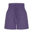 thumbnail image 6 of Xunlbb Women's Shorts Women's Summer Fashion Solid Color Drawstring Shorts,Purple S, 6 of 6
