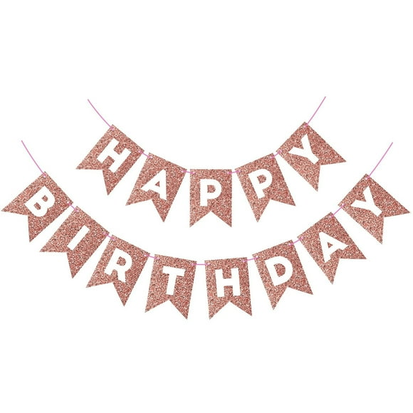 Bannière de Célébration Rose Doré Scintillant - Signe d'Anniversaire Pailleté pour Filles et Femmes, Décorations Élégantes de Guirlande pour Baby Shower et Murs de Fête