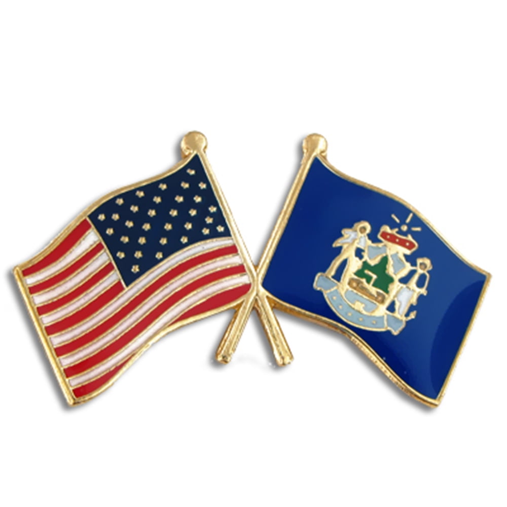 PinMart's USA  and China Crossed Friendship Flag Enamel Lapel Pin 