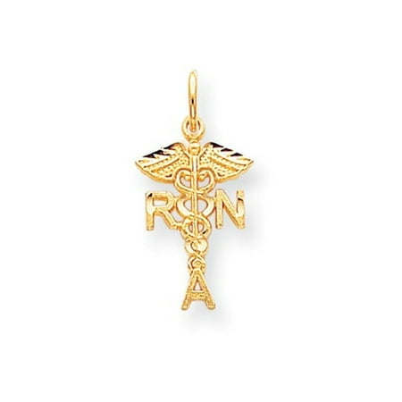 10k Yellow Gold Solid Registered Nurse Charm Pendant