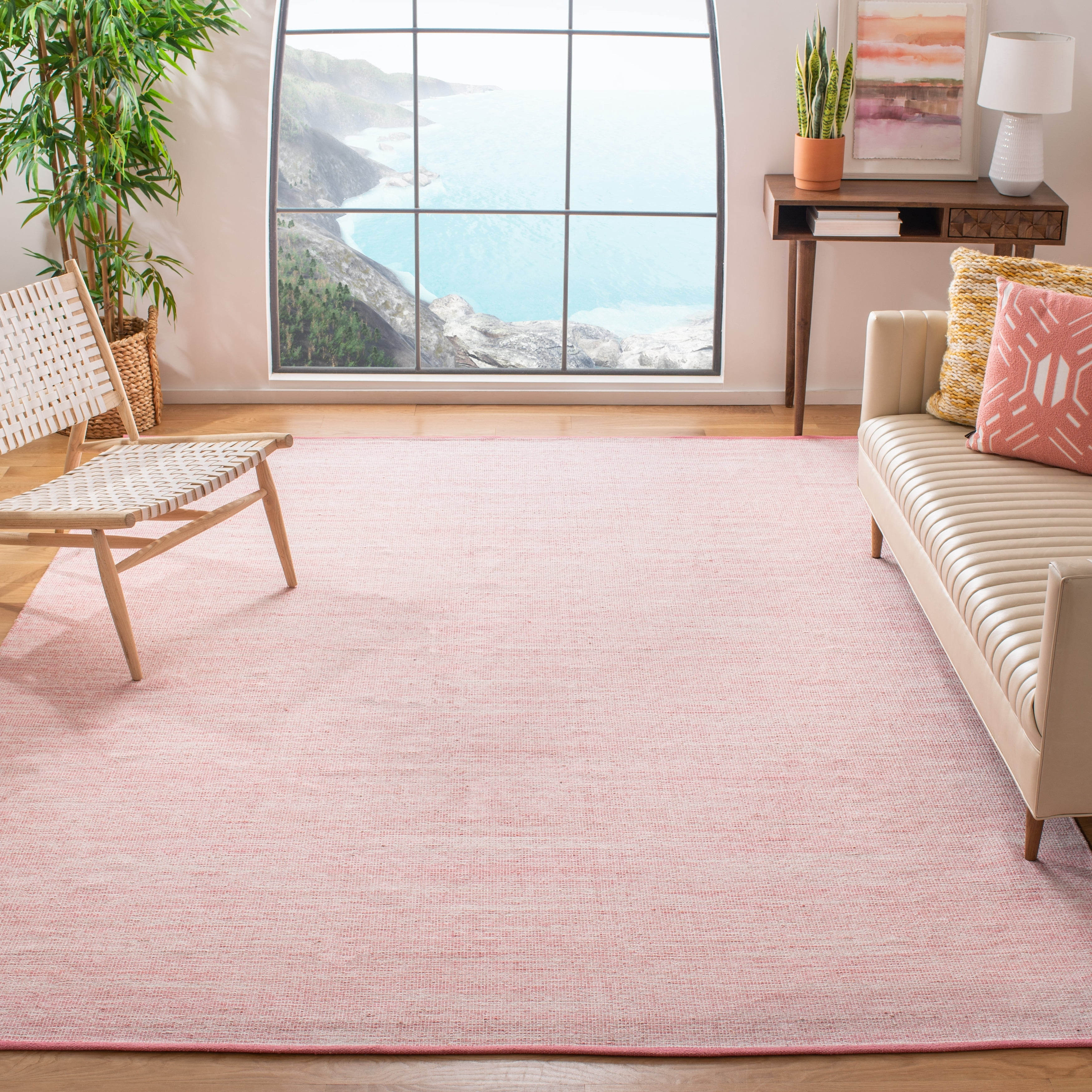 SAFAVIEH Montauk Bernadine Solid Braided Cotton Area Rug, Gold, 4' x 6'