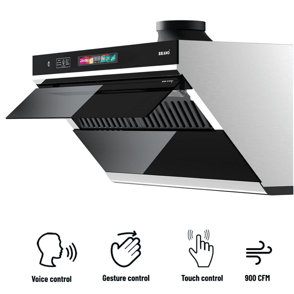 30 inch 900 CFM Convertible Under Cabinet Range Hood with Charcoal Filter, Voice/Gesture/Touch Control