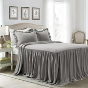 Lush Decor Ruffle Skirt 3-Piece Gray Bedspread Set