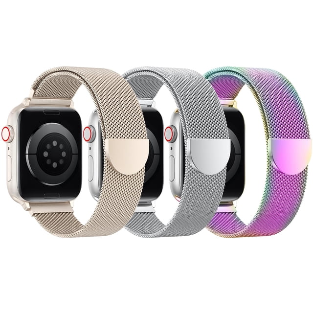 Apple Watch Band BELONGME Mesh Loop de acero inoxidable, paquete de 3