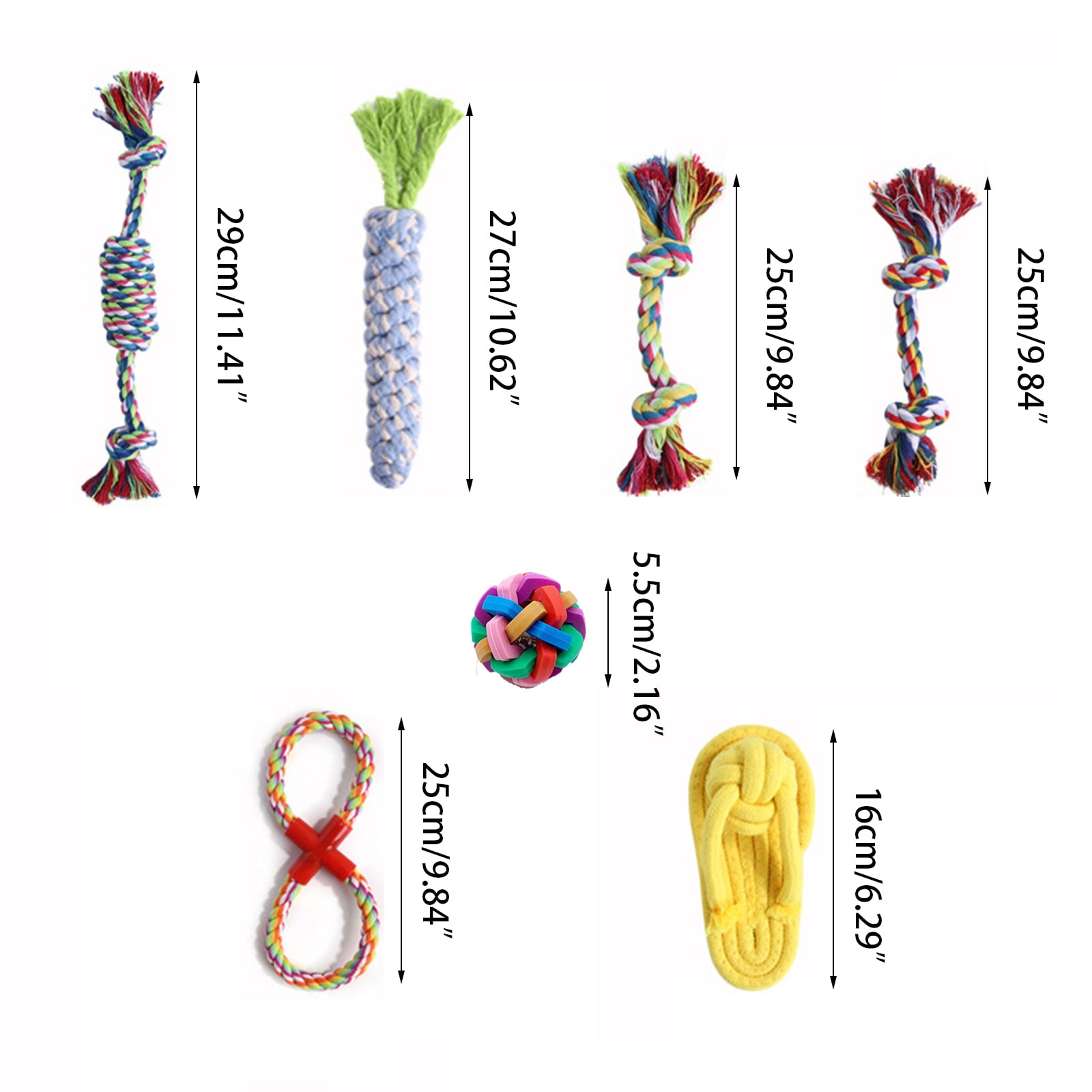 BQBQERT 9 pcs Dog Rope Traditional Christmas Dog Toothbrush Teeth Indestructible Dog for Pet