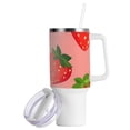 thumbnail image 2 of Strawberry Pattern 40 oz Tumbler with Handle Insulated&nbsp;Travel Mug&nbsp;Lid Straw Leak Proof Steel Vacuum Water Bottles Glasses Fits in Car Cup Holder, 2 of 7
