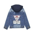thumbnail image 2 of KIDSCOOL SPACE Little Kid Ripped Letters Embroidered Jean Hooded Jacket,Blue,9-10 Years, 2 of 6