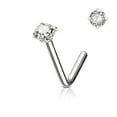 thumbnail image 4 of Nose Ring Stud L-Shape Surgical Steel Screw Piercing 3MM Set CZ Gem 20G 18G 6MM, 4 of 10