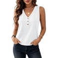 thumbnail image 2 of LEAVINGSUO Tank Tops for Women Summer Sleeveless V-neck Imitation Linen With Blouse Shirt White S, 2 of 8