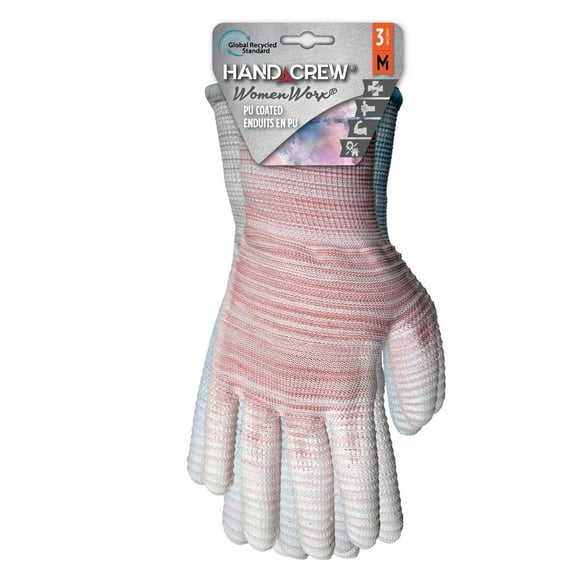 WomenWorx PU Dipped Recycled 3pk Glove (Medium), 3pk Gloves