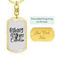 thumbnail image 3 of Fishing Is My Cardio Stainless Steel or 18k Gold Premium Swivel Dog Tag Keychain, 3 of 8