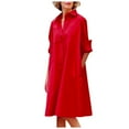 thumbnail image 1 of Vestido camisero largo con solapa y botones para mujer - Informal, color liso, primavera-verano, largo midi, 1 of 5