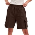 thumbnail image 4 of Tqcoqu Women's Casual Denim Cargo Hiking Shorts,Elastic Waist Knee Length with Multi Pockets,Brown Women's S-XXL, 4 of 9