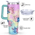 thumbnail image 3 of 40oz Cartoon Movie Stainless Steel Tumbler with Lid and Straw,Spill Proof Cartoon Travel Cup for Cartoon Lovers Double Wall Vacuum Insulated Coffee Mug with Handle Greenish-blue, 3 of 7