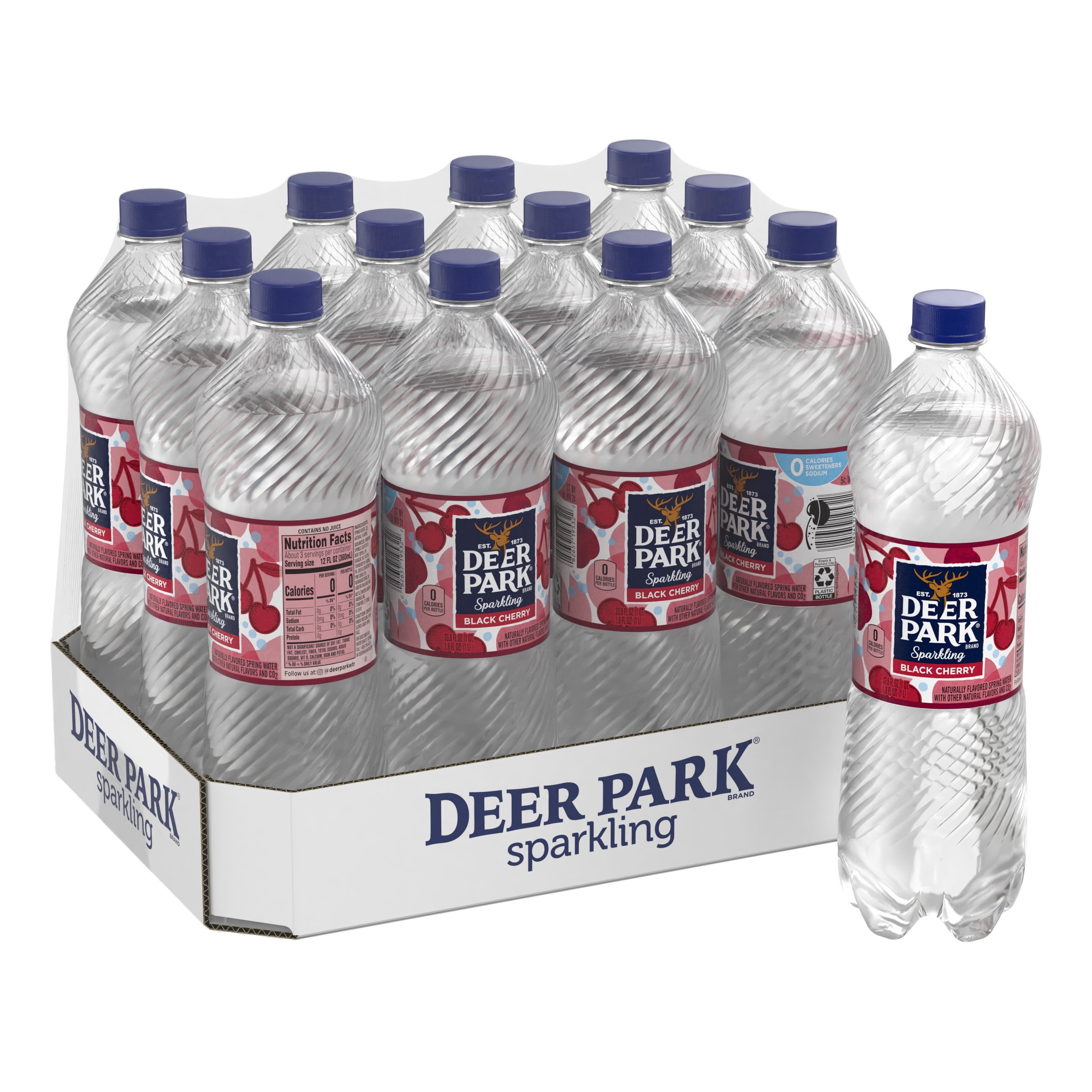 Deer Park Sparkling Water, Black Cherry, 33.8 oz. Bottles (Pack of 12)