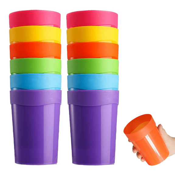 Plastic Tumblers, 13.5oz/400ml Plastic Kids & Adults Cups, Reusable and Unbreakable Water & Juice Tumblers for Parties & Events,6 Colors, 12 Pack