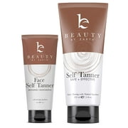 Beauty by Earth Self Tanner Face & Body - Made with Organic Aloe Vera & Shea Butter, Sunless Tanning Lotion, Bronzer Buildable Light, Medium or Dark Tan, Fake Tan
