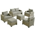 thumbnail image 3 of XIZZI Outdoor Patio Furniture Sets, 7 Pieces Outdoor Sectional wicker patio furniture with Cushion Ottoman, All-Weather Waterproof Outdoor Conversation set for Porch, Dark Gray, 3 of 9