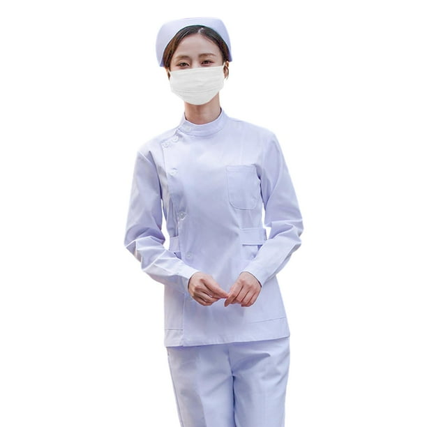 Uniforme de enfermería Yuyangstore para Trabajo de enfermera Blanco Talla  XL Delgada