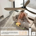 thumbnail image 4 of Tower Fan 72" Large Size Solid Wood Ceiling Fan without Lights with Remote Control and Wall Switch, Indoor Outdoor Ceiling Fan no Light for Patio,Indoor,Living Room,Bedroom,Farmhouse--Deep Brown,Box, 4 of 6