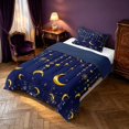 thumbnail image 2 of Homewish Dreamy Moon Stars Twin Comforter Sets, Gold Navy Blue Bedding Set, Navy Blue Reversible 2pcs, 1 Comforter and 1 Pillowcase, 2 of 6